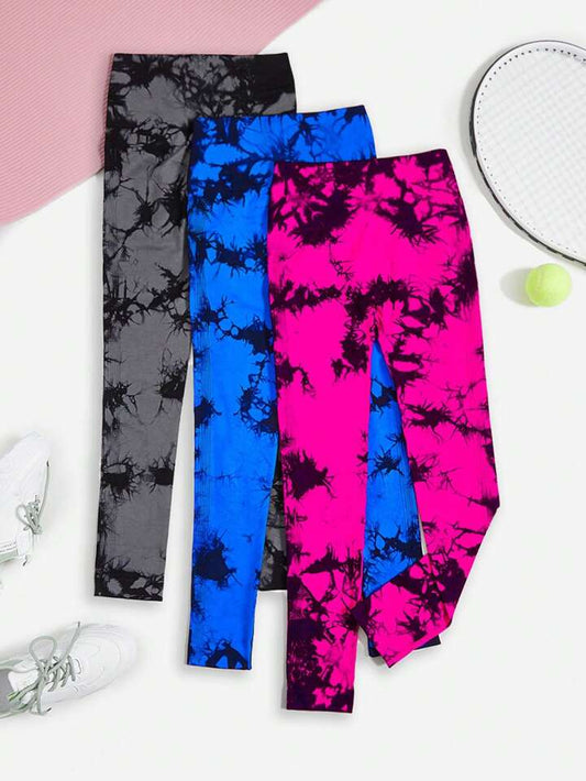 3 Leggings Push Up Tie dye