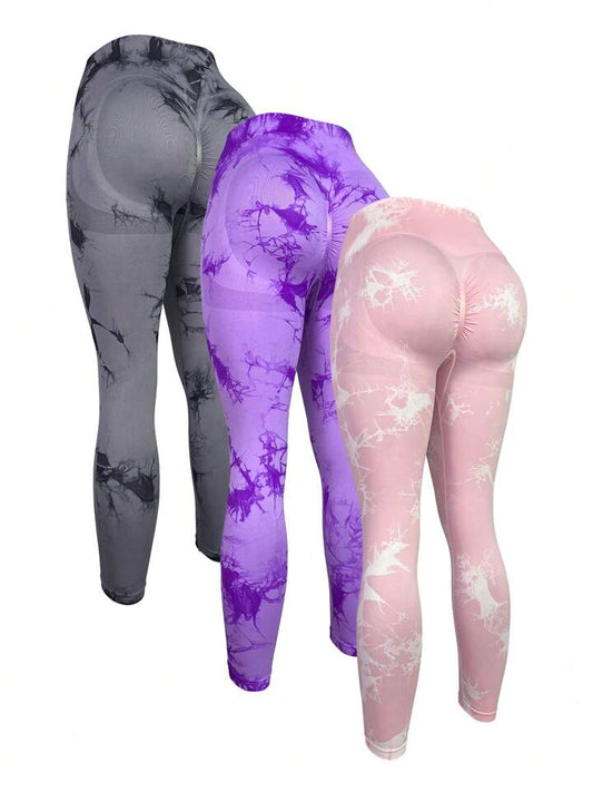 3 Leggings Push Up Tie dye