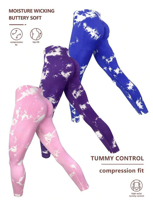 3 Leggings Push Up Tie dye