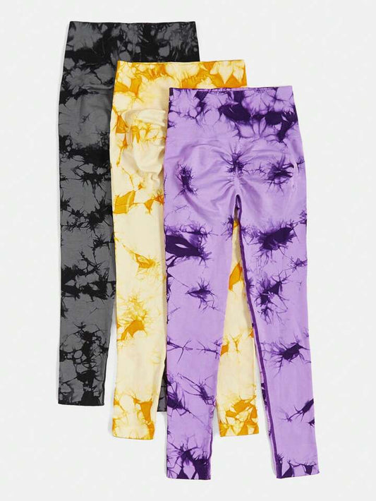 3 Leggings Push Up Tie dye